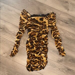 NWT Leopard Print Ruched Dress